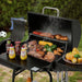 Barrel Charcoal Grill with Offset Smoker, Side Shelf with Hooks, Mesh Bottom Shelf, Blow-Molded Wheels, Outdoor Grilling and Backyard Cooking, CC1624S, Black