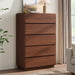 Walnut 6 Drawer Dresser for Bedroom, 48" Tall Dressers & Chest of Drawers with Curved Profile Design, Modern Dresser with Thickened Base for Bedroom, Living Room, Hallway