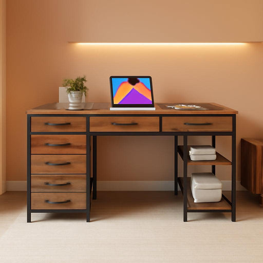 Rustic Brown 47 Inches Corner Desk StorageSolutions