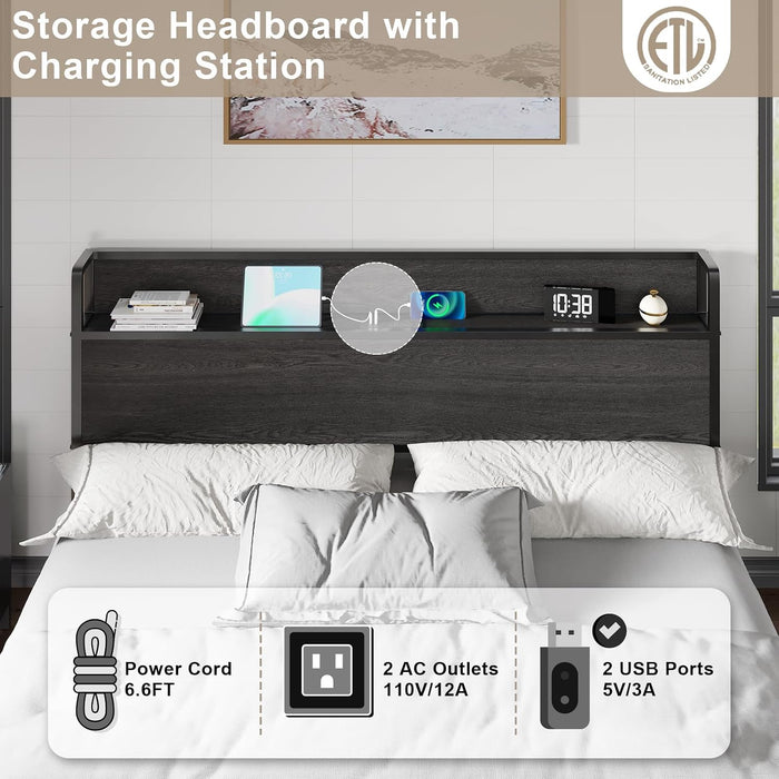 King Size Lift up Storage Bed Frame with Charging Station
