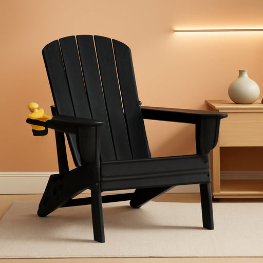 Adirondack Chair, HDPE Folding Outdoor Chair, Black