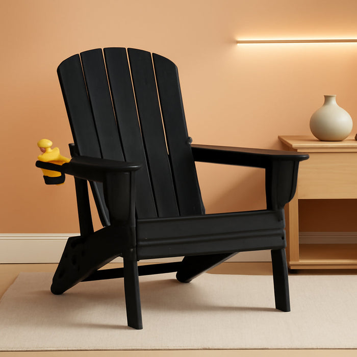 Adirondack Chair, HDPE Folding Outdoor Chair, Black