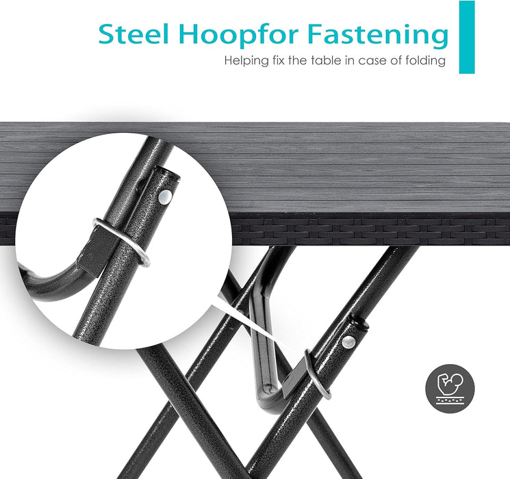 3 Pieces Folding Patio Bistro Set Bistro Table and Chairs Set for Outside, All Weather Small Patio Set for Balcony Porch Backyard, Black