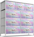 Dresser with 9 Drawers - Furniture Storage Chest for Kid’S, Teens, Bedroom, Nursery, Playroom, Clothes, Toys - Steel Frame, Wood Top, Fabric Bins (Tie-Dye)