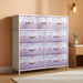 Dresser with 9 Drawers - Furniture Storage Chest for Kid’S, Teens, Bedroom, Nursery, Playroom, Clothes, Toys - Steel Frame, Wood Top, Fabric Bins (Tie-Dye)