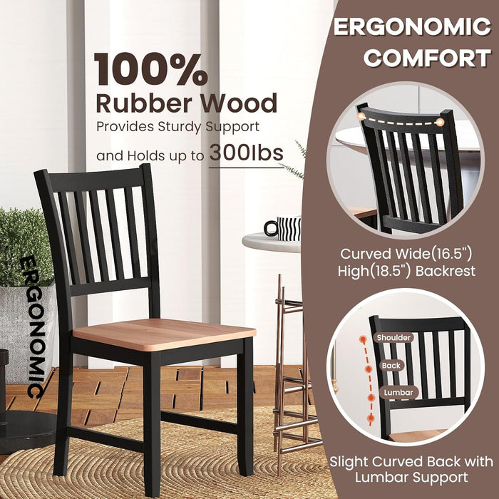 Wood Dining Chairs Set of 4, High Back Kitchen Chairs with Solid Rubber Wood Legs, Non-Slip Foot Pads, Max Load 300 Lbs, Farmhouse Seat Dining Room Chairs