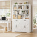 71" Tall Bookcase with Drawers and Doors, 47" Wide Book Shelf and Bookcase with Storage, 6 Tier Large Book Storage Cabinet with 14" Deep Display Shelves for Living Room, Home Office, White