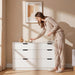 Dresser for Bedroom, 47.2" Modern Wood Chest with 6 Drawers, White