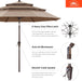 OLEFIN® 5-Year No Fading 9FT 3 Tiers Patio Umbrella, Outdoor Table Umbrella with 8 Sturdy Ribs for Deck, Backyard, Garden, Yard (Khaki)