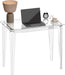 Small Acrylic Computer Desk, 35.4 Inch, Clear Study Desk for Home Office, Writing, Vanity, Modern, Easy Assembly, 19.7" W X 29.5" H, Right-Angle Legs Design