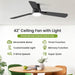 Ceiling Fans with Lights and Remote: 42 Inch Modern Black Ceiling Fan, Low Profile Flush Mount, Quiet Reversible DC Motor & 3CCT Dimmable LED for Bedroom Living Room Kitchen Indoor Outdoor