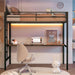 Loft Bed Twin Size with Desk, Metal Loft Bed Frame with Power Outlet and LED Lighted, Space-Saving, Noise Free, Black