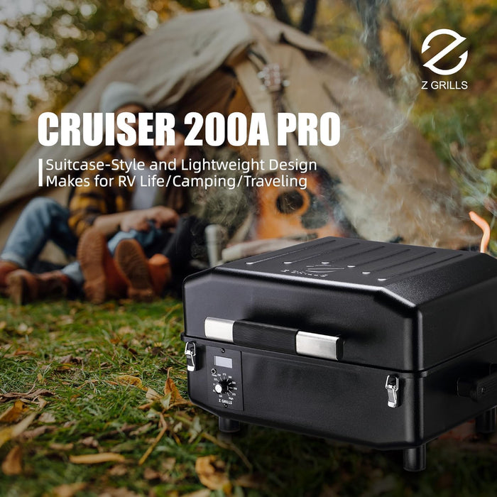 Zpg-200Apro Portable Tabletop Wood Pellet Grill and Smoker, Digital Control, 8 in 1 BBQ Grill for Outdoor Kitchen, Backyard, 202 Sq Inches of Cooking (Black)