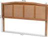 Marieke Mid-Century Modern Ash Wanut Finished Wood and Synthetic Rattan Queen Size Headboard