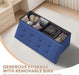Ottoman Folding Storage Bench, 43X15X15 Inch, Foot Rest Stool for Living Room, Bedroom, Entryway, End of Bed - Multi-Functional Ottoman with Storage Navy Blue