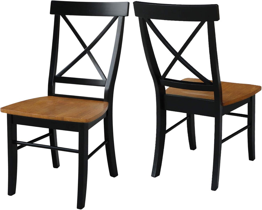 International Concepts X- Back Chair with Solid Wood Seat, Black/Cherry