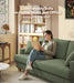 Corduroy Sofa EightySevenInch DeepSeat Green LivingRoom Comfort