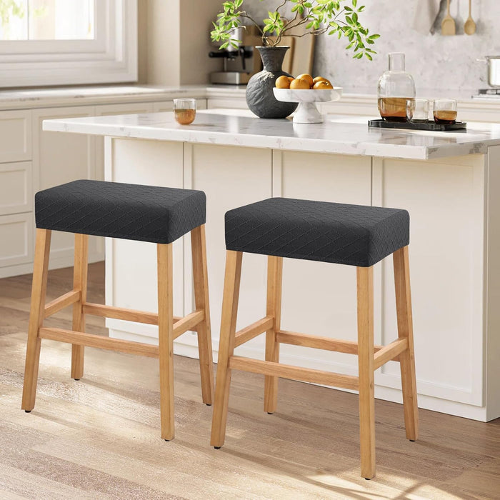 Stool Covers Rectangle - 2 Pack Stretch Waterproof Saddle Seat Cover Counter Bar Stools Bar Chairs Covers Kitchen Island Chairs Cushion Protector