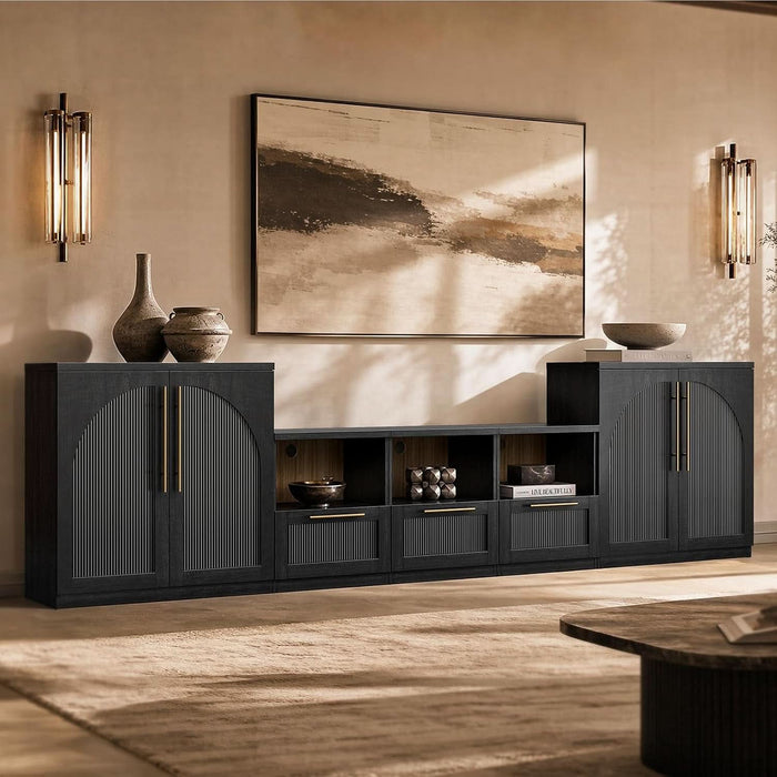 Arched Sideboard Cabinets, Modular Buffet Table, Black
