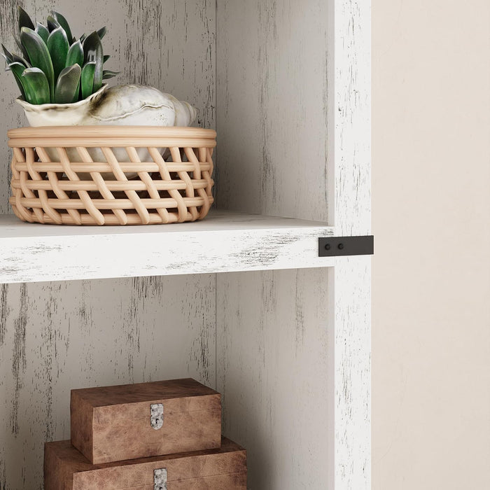 3 Tier Bookcase, Farmhouse Book Shelf with Storage, Low Book Case Wooden 3 Shelf Bookcase for Home Office, Living Room, Bed Room (White, 40.0" H X 31.5" W X 12.2" D)