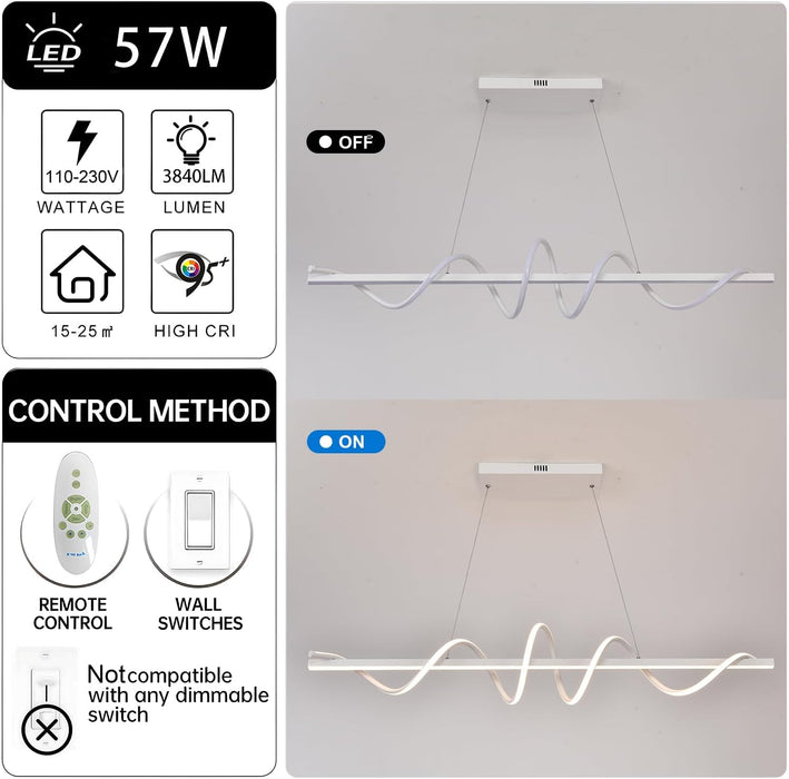 47.24Inch Dimmable LED Pendant Light Fixture Dining