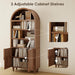 2 Pack 71" Tall Arched Bookshelf with Storage Cabinet, Modern Wood Display Bookcase with Arched Top, 3 Adjustable Open Shelves, 2 Doors Cabinet, for Living Room, Bedroom, Walnut