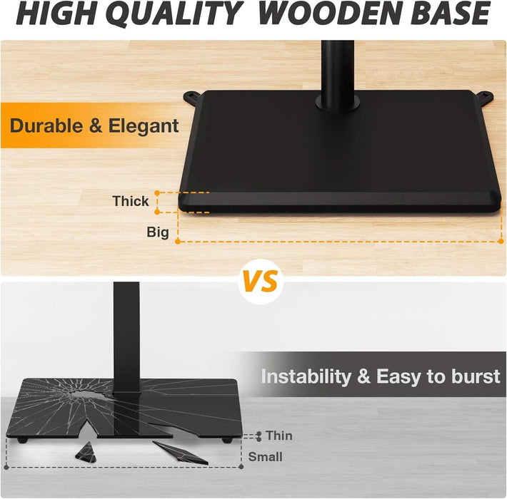 Floor TV Stand with Power Outlet, TV Mount Stand for 32-60 Inch Tvs up to 88 Lbs, Swivel TV Stand Mount with Height Adjustment and Safety Wood Base for Office, Corner, Max VESA 400X400Mm