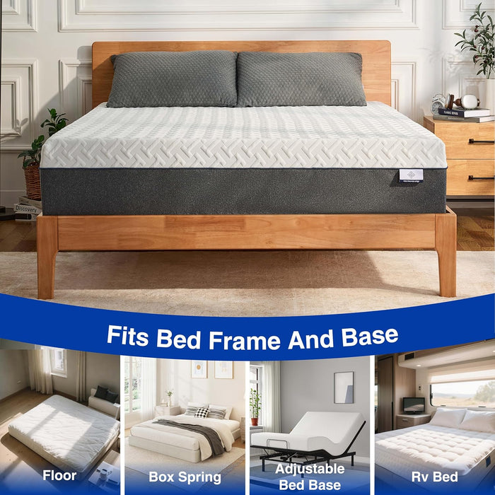 Queen Memory Foam Mattress Gel Cooling CertiPurUSCertified