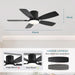 Ceiling Fans with Lights, 42 Inch Low Profile Ceiling Fan with Light and Remote Control, Flush Mount, Reversible Motor, Dimmable, Noiseless, Black Ceiling Fan for Bedroom, Indoor/Outdoor Use