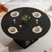 Black round Dining Table for 4, 47 Inch Dining Room Table with Storage | Modern Kitchen Tables with Fridge Space, Industrial Wood Dinner Tables for Home Kitchen Living Room, Black Oak, Only Table