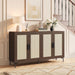 48" Rattan Buffet Cabinet with Storage, Walnut Coffee Bar Cabinet