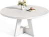 round Dining Table for 4-6 People, 47 Inches White Circle Dinner Kitchen Dining Room Table with Wooden Pedestal Base for Kitchen, Living Room
