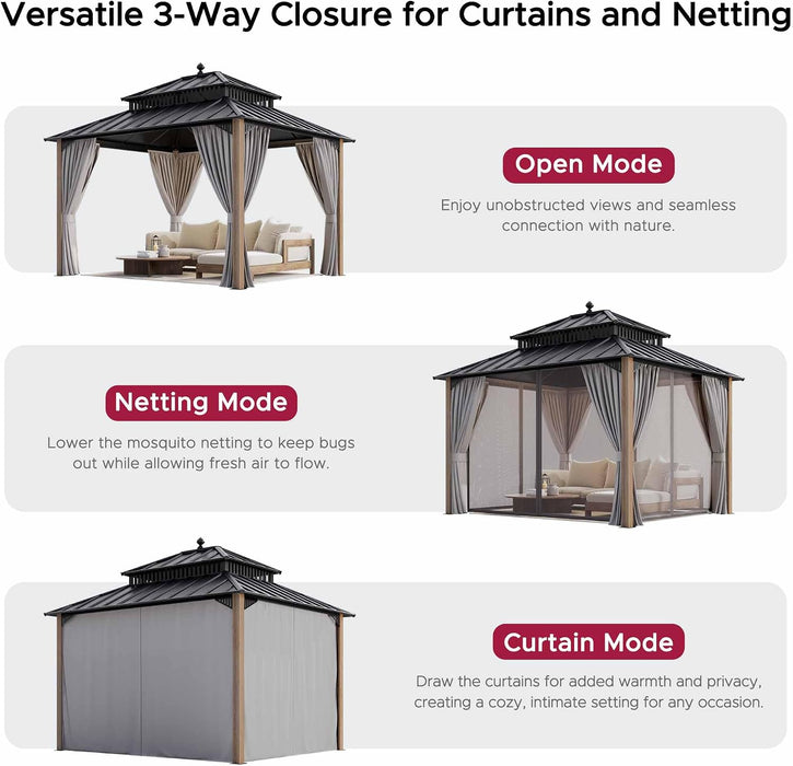 12X10 Weatherproof Cedar Wood Gazebo Galvanized Roof