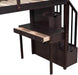 Loft Bed Twin with Desk and Storage Stairs, Space-Saving Wood Bed Frame with Drawers and Shelves, for Teens Adults (Espresso)