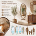 48"X22" Asymmetrical Mirror with Wood Frame Unique Irregular Mirror