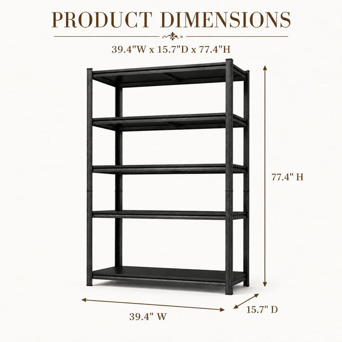 Six Tier Metal Bookshelf HeavyDuty Floorstanding Tall