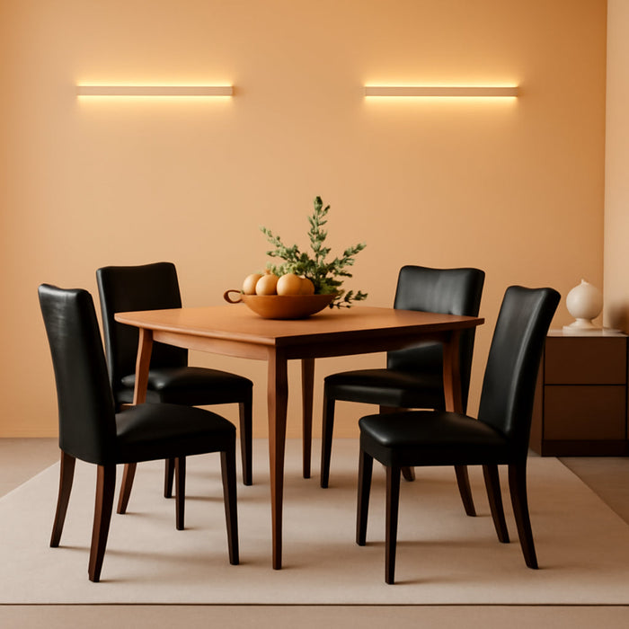 Dining Chairs Set of 4, Faux Leather Dining Room Chairs, Upholstered Parsons Chairs for Kitchen with Sturdy Wood Legs, Black (Only Chair)