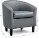 Gray Faux Leather Sophisticated Barrel Chairs Pair