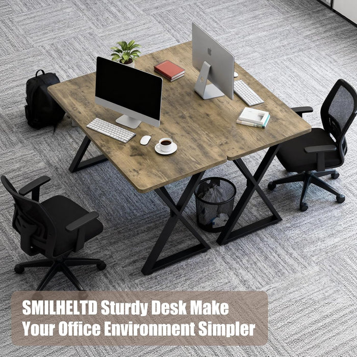 Heavy Duty Office Desk 47.2" – 800 Lbs Capacity, 45 Lbs Net Weight (Double the Average), 1" Thick Desktop, 1Mm Steel Frame, No Wobble for Home Office Gaming