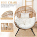 Outdoor Wicker Egg Chair PE Rattan Chair with Cushion, Oversized Patio Lounge Chair for Outdoor, Indoor, Balcony, Backyard, Garden, Beige