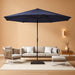 15Ft Patio Umbrella with Base Include, Large Outdoor Double-Sided Rectangle Umbrella with Easy Crank Handle for Poolside, Garden & Deck - Navy Blue