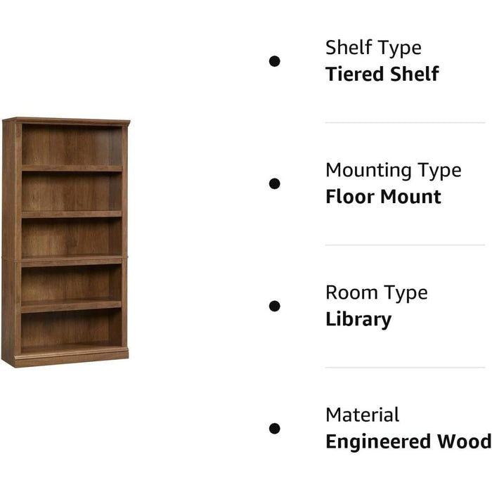 Oiled Oak Split Bookcase with 5 Shelves