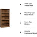 Oiled Oak Split Bookcase with 5 Shelves
