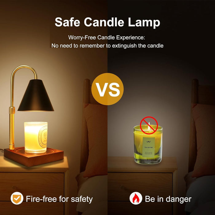 Candle Warmer Lamp with Timer, Electric Candle Lamp Warmer, Height Adjustable Scented Candles, Candle Warmer with 2 * 50W Bulbs for Home Decor