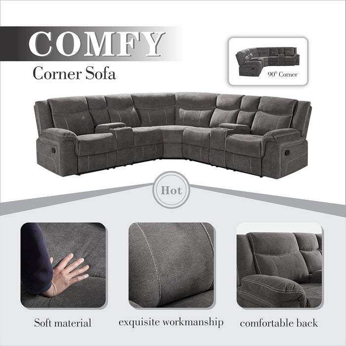 Manual Reclining Sectional Sofa with Console