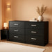 Black Contemporary Six Drawer Dresser Ball Bearing