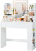 Makeup Vanity with Mirror and Lights, Vanity Desk with 3 Color Modes and Adjustable Light Brightness, Makeup Table with Storage Drawer, Open Shelves, and Side Storage (White, No Bench)