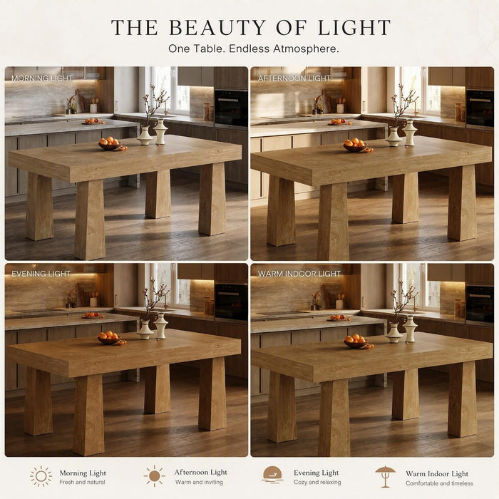 63 Inch Dining Table for 4-6 People, Rectangular Kitchen Table