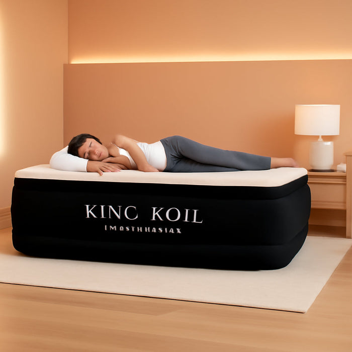 Luxury Full Size Plush Pillow Top Air Mattress with Built-In High-Speed Pump for Home, Camping & Guests 20" Inflatable Double High Blow up Airbed, Durable, Waterproof