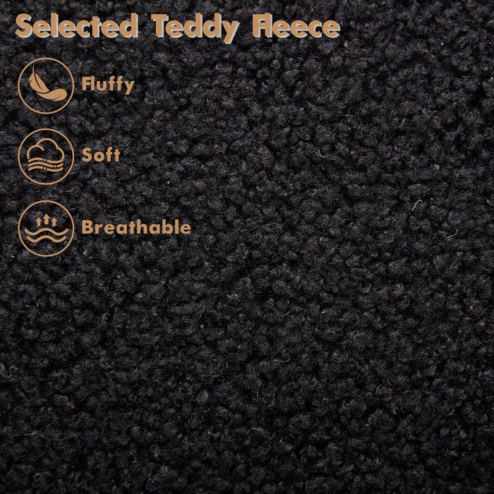 Modern Swivel Bar Stools Set of 2, 26" Counter Height Bar Stools for Kitchen Island, Upholstered Sherpa Fabric Barstools Island Chairs with Backs and Metal Legs, Black